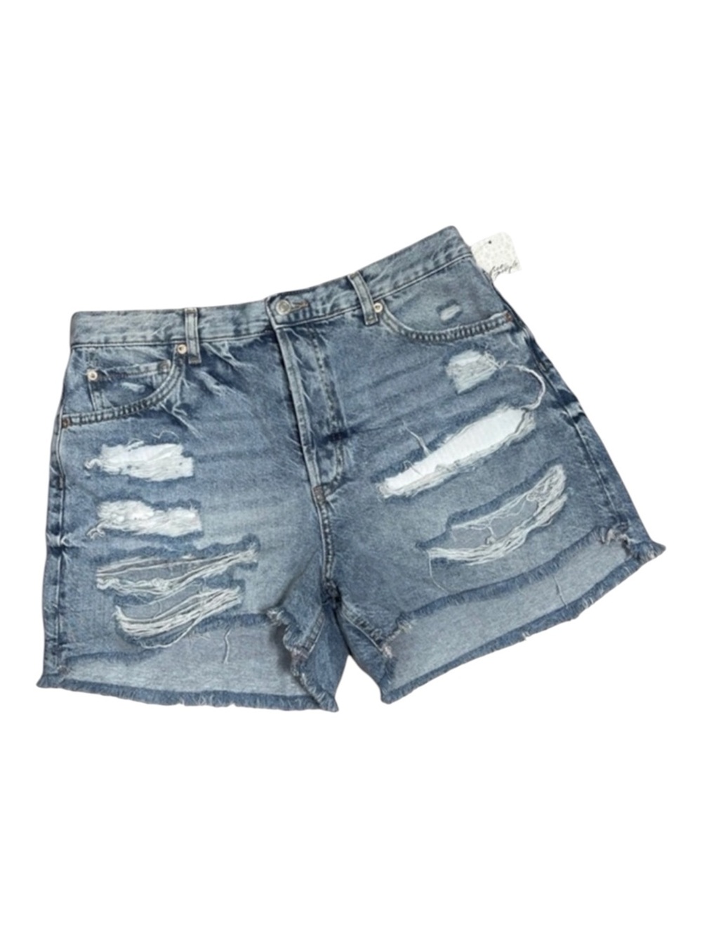 Free People 90’s high rise destroyed jean shorts light stone Wash size 30 - Picture 2 of 11